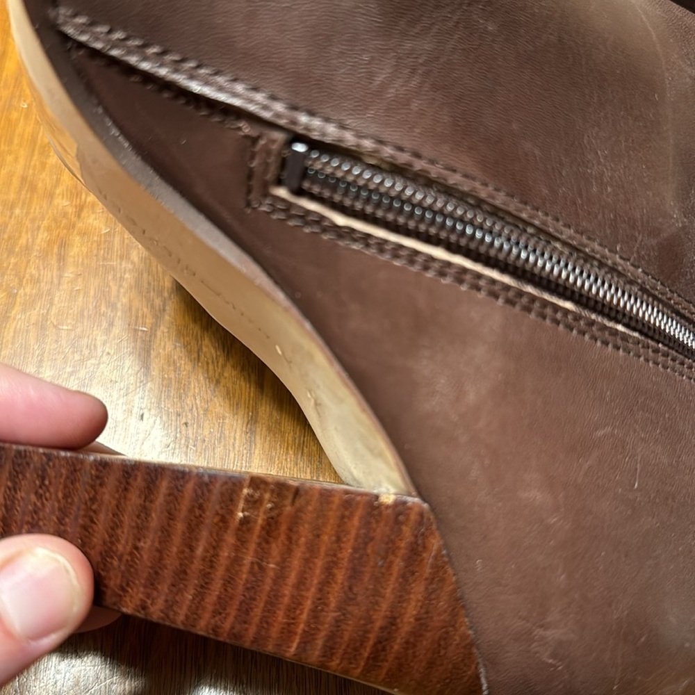 Tommy Hilfiger Frita Brown Leather Houndstooth High Block Heels Tall Boots 8 - Picture 15 of 15